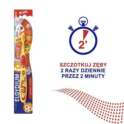 #2 – ELGYDIUM EMOJI KIDS szczoteczka do zęb&oacute;w dla dzieci w wieku 2-6 lat