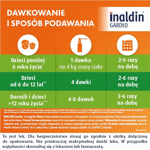 Zdjęcie produktu - 2 Inaldin Gardło 1,5mg/ml aerozol do jamy ustnej, 30ml