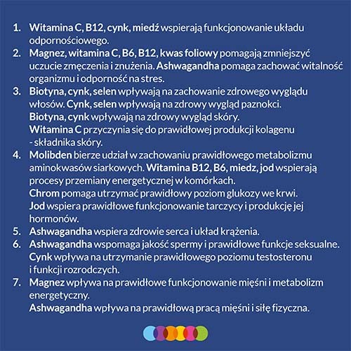 Zdjęcie produktu - 6 VIGOR multiwitamina ON zestaw witamin i minerałów z ashwagandhą, 60tabl.