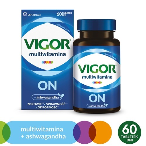 Zdjęcie produktu - 0 VIGOR multiwitamina ON zestaw witamin i minerałów z ashwagandhą, 60tabl.