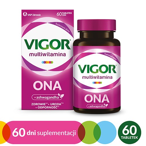 Miniaturka artykułu - #1 VIGOR multiwitamina ONA zestaw witamin i minerał&oacute;w z ashwagandhą, 60tabl.