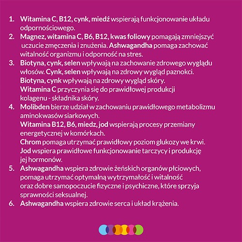 Zdjęcie produktu - 6 VIGOR multiwitamina ONA zestaw witamin i minerał&oacute;w z ashwagandhą, 60tabl.