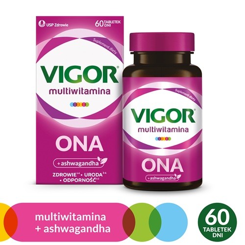 Miniaturka artykułu - #0 VIGOR multiwitamina ONA zestaw witamin i minerał&oacute;w z ashwagandhą, 60tabl.