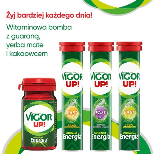Zdjęcie produktu - 3 VIGOR UP! Fast o smaku limonkowym, 20tabl. mus.