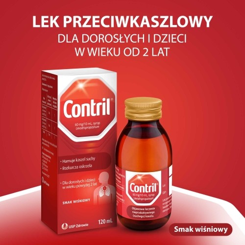 Miniaturka artykułu - #1 CONTRIL Lek w postaci syropu na uporczywy suchy kaszel - 120 ml