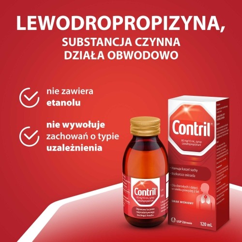 Zdjęcie produktu - 3 CONTRIL Lek w postaci syropu na uporczywy suchy kaszel - 120 ml
