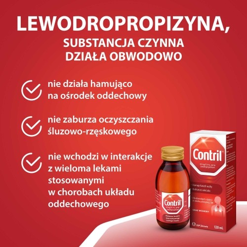 Zdjęcie produktu - 5 CONTRIL Lek w postaci syropu na uporczywy suchy kaszel - 120 ml