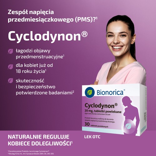 Miniaturka artykułu - #1 BIONORICA Cyclodynon 20mg, 30 tabletek powlekanych