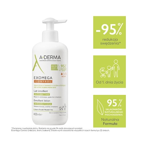 Zdjęcie produktu - 0 A-DERMA Exomega Control Mleczko, 400ml