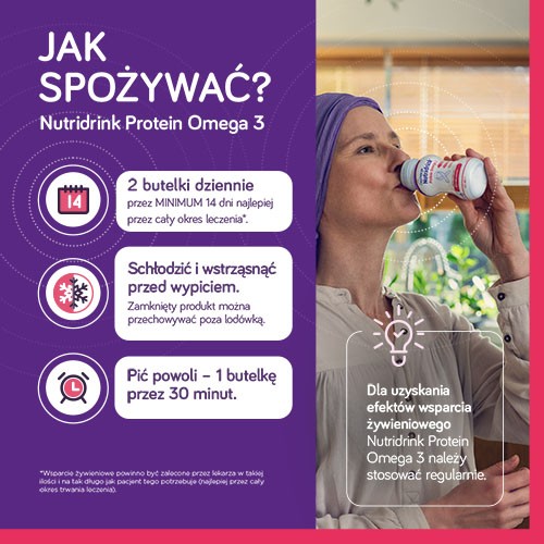 Zdjęcie produktu - 4 Nutridrink Protein Omega 3 rześki smak truskawka - malina, 4x125ml