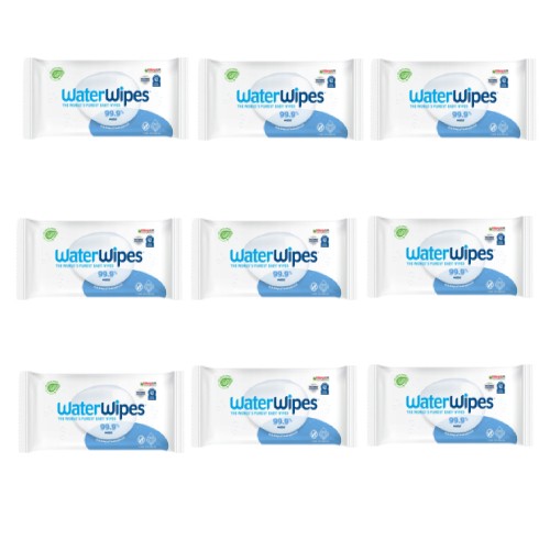 Miniaturka artykułu - #0 Zestaw WaterWipes BIO Chusteczki nawilżane wodne, 9 x 60szt.