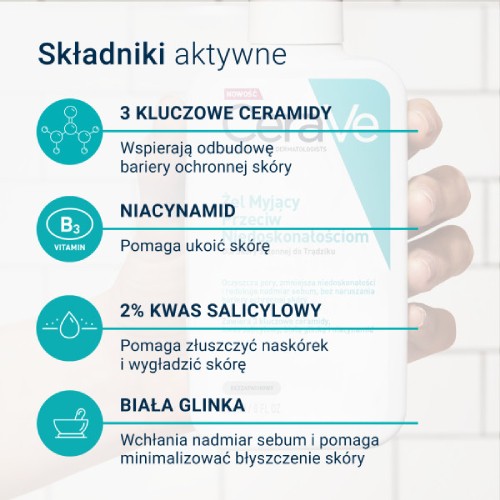 Zdjęcie produktu - 2 CeraVe Żel myjący przeciw niedoskonałościom, 236 ml