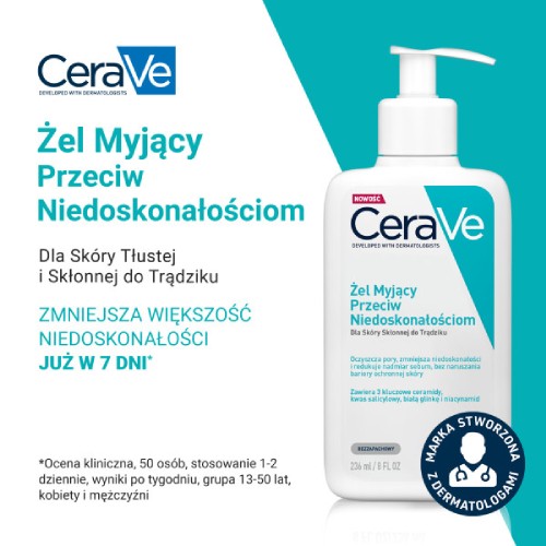 Miniaturka artykułu - #0 CeraVe Żel myjący przeciw niedoskonałościom, 236 ml