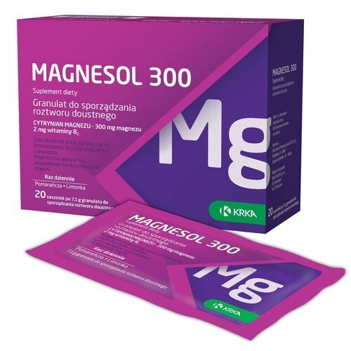 Zdjęcie produktu - 3 Magnesol 300, magnez dla os&oacute;b aktywnych z witaminą B2 - 20 saszetek