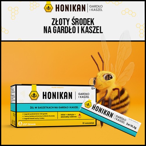 Miniaturka artykułu - #0 HONIKAN GARDŁO I KASZEL Żel w saszetkach na gardło i kaszel, 10sasz.