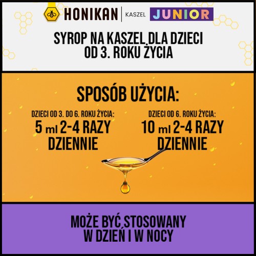 Miniaturka artykułu - #1 HONIKAN KASZEL JUNIOR Syrop na kaszel suchy i mokry, 230g