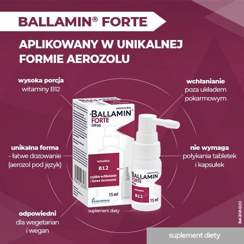 Miniaturka artykułu - #1 BALLAMIN FORTE Witamina B12 500&micro;g, 15ml