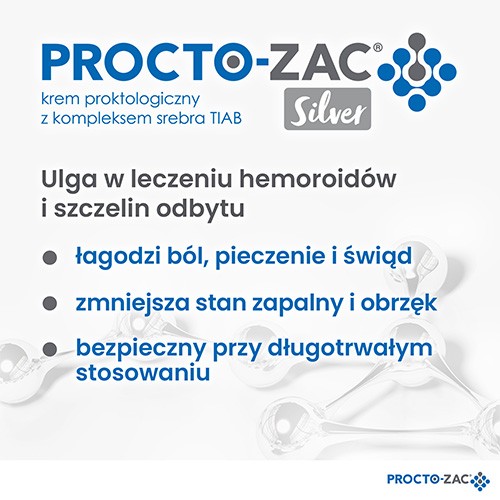 Zdjęcie produktu - 3 Procto-Zac Silver krem proktologiczny z kompleksem srebra TIAB, 25ml