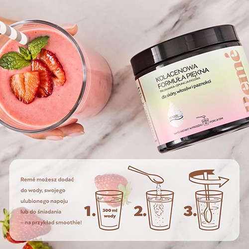 Zdjęcie produktu - 1 REME Kolagenowa Formuła Piękna Truskawka-Opuncja Figowa, 150g