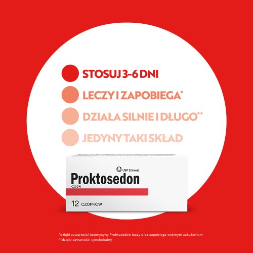 Zdjęcie produktu - 2 Proktosedon, 12 czopk&oacute;w - lek na hemoroidy