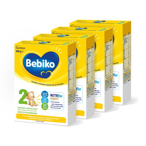Miniaturka artykułu - #1 Zestaw Bebiko 2 NUTRIflor Expert Mleko następne dla niemowląt powyżej 6. miesiąca życia, 4x600g