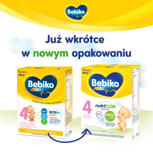 Miniaturka artykułu - #0 Zestaw Bebiko Junior 4 NUTRIflor Expert Odżywcza formuła na bazie mleka dla dzieci powyżej 2. roku życia, 4 x 600 g