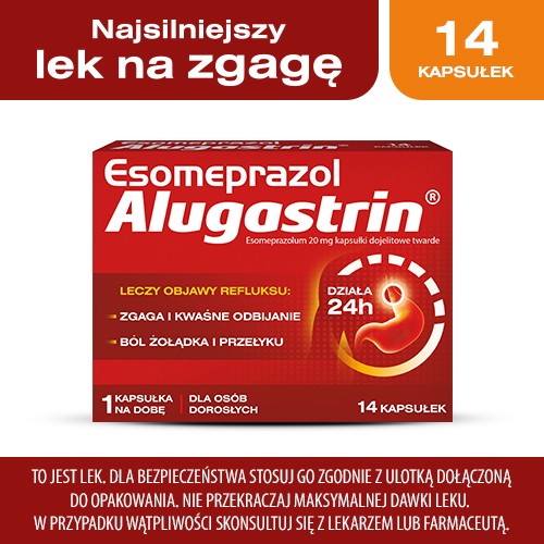 Miniaturka artykułu - #0 Esomeprazol Alugastrin 20 mg, 14 kaps.