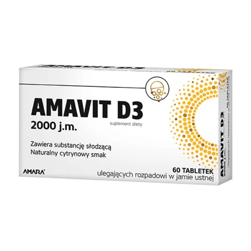 Miniaturka artykułu - #0 AMAVIT D3 2000 j.m., 60 tabletek ulegających rozpadowi w jamie ustnej