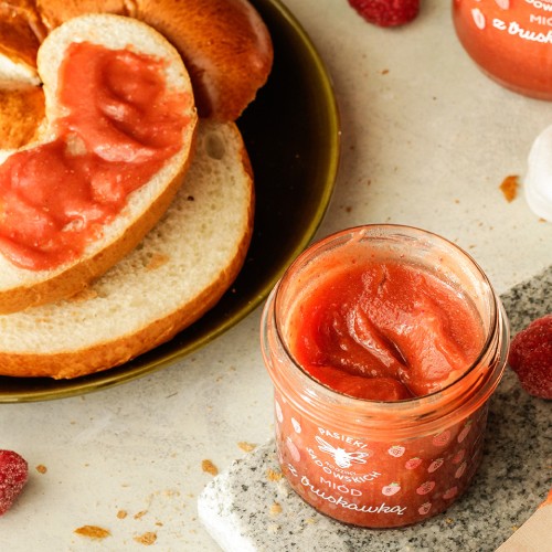 Zdjęcie produktu - 7 PASIEKI RODZINY SADOWSKICH Zestaw Mi&oacute;d z maliną, 430g + Mi&oacute;d z cytryną, 430g + Mi&oacute;d z truskawką, 430g