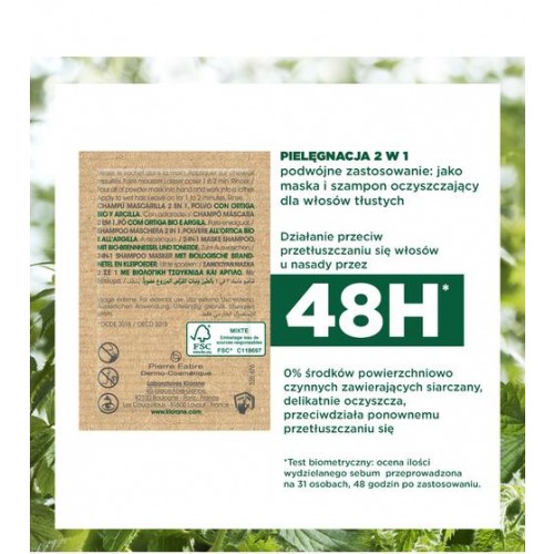 Miniaturka artykułu - #1 KLORANE Myjąca maska do włos&oacute;w w pudrze 2w1 z organiczną pokrzywą i glinką, 3g x 8sasz.
