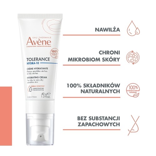 Miniaturka artykułu - #0 AVENE TOLERANCE Hydra 10 Krem nawilżający, 40ml