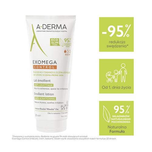 Miniaturka artykułu - #0 A-DERMA EXOMEGA Control Mleczko emolient, 200ml