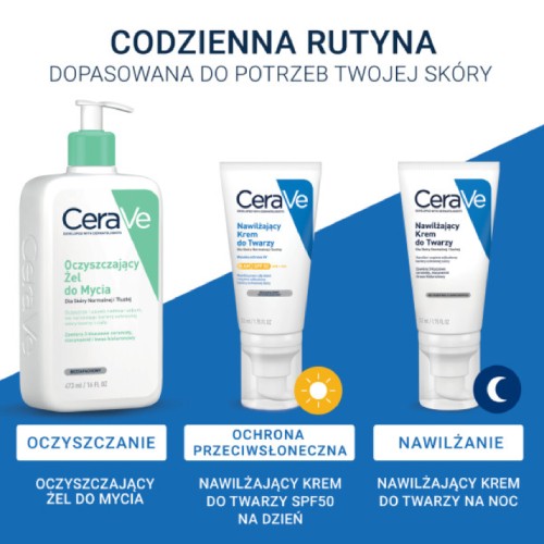 Zdjęcie produktu - 3 CeraVe Nawilżający krem do twarzy SPF50, 52 ml
