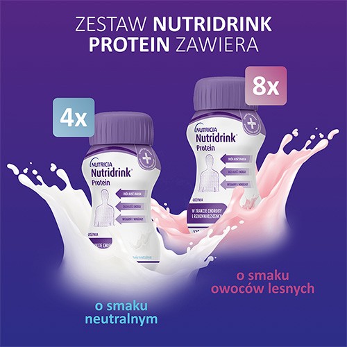 Miniaturka artykułu - #0 Nutridrink Protein zestaw, 12szt. (8szt. - owoce leśne + 4szt. neutralne)