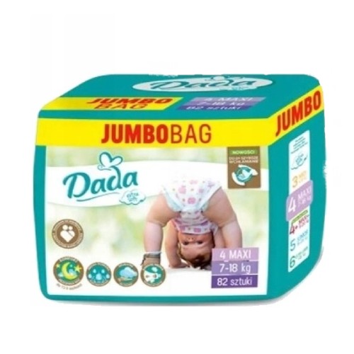 Miniaturka artykułu - #0 DADA Extra Soft Jumbo Bag 4 Maxi Pieluchy 7-16 kg, 82szt.