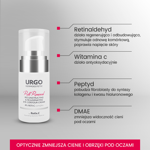 Zdjęcie produktu - 2 URGO DERMOESTETIC RetiRenewal Krem odbudowująco-odmładzający do sk&oacute;ry wok&oacute;ł oczu 4% RETI-C, 15ml