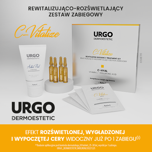 Miniaturka artykułu - #0 URGO DERMOESTETIC C-Vitalize Rewitalizująco-rozświetlający Zestaw Zabiegowy C-HYAL: Korundowy peeling aktywujący 50ml + Ampułka z serum 4x1ml + Maska do twarzy, szyi i dekoltu 4x2,5ml