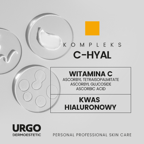 Zdjęcie produktu - 3 URGO DERMOESTETIC C-Vitalize Rewitalizująco-rozświetlający Zestaw Zabiegowy C-HYAL: Korundowy peeling aktywujący 50ml + Ampułka z serum 4x1ml + Maska do twarzy, szyi i dekoltu 4x2,5ml