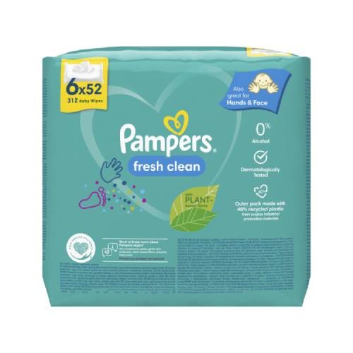 Zdjęcie produktu - 3 Pampers Fresh Clean Chusteczki nawilżane, 6x 52szt.
