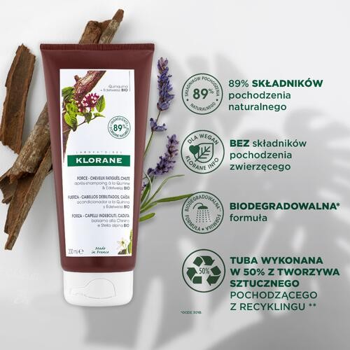 Miniaturka artykułu - #0 KLORANE Odżywka do włos&oacute;w z chininą i organiczną szarotką, 200ml