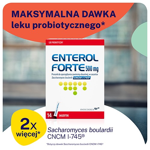 Miniaturka artykułu - #1 ENTEROL Forte 500mg, 14sasz.