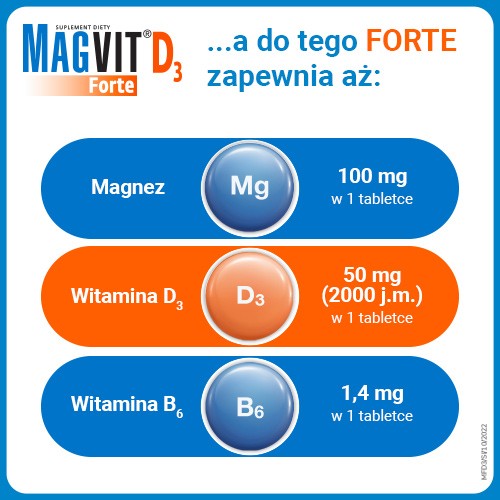 Zdjęcie produktu - 3 Magvit Forte D3, 50 tabletek dojelitowych