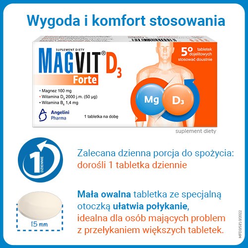 Zdjęcie produktu - 4 Magvit Forte D3, 50 tabletek dojelitowych