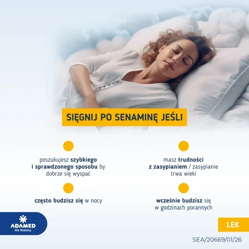 #1 – Senamina 12,5 mg - Lek pomagający w zasypianiu,14 tabletek