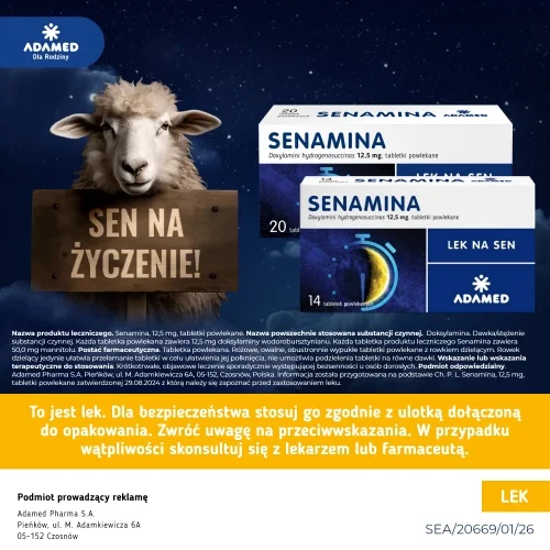 #4 – Senamina 12,5 mg - Lek pomagający w zasypianiu,14 tabletek