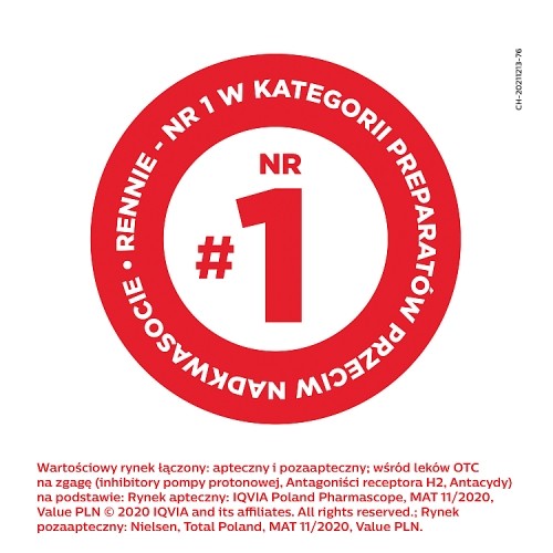 Zdjęcie produktu - 6 Rennie Antacidum smak miętowy, 24 tabl. do rozgryzania i żucia Inpharm