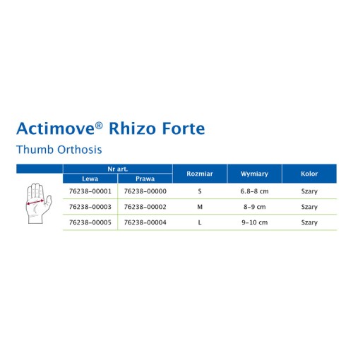 Miniaturka artykułu - #0 Actimove Professional Line Orteza kciuka rozmiar S (lewa) szary, 1szt.