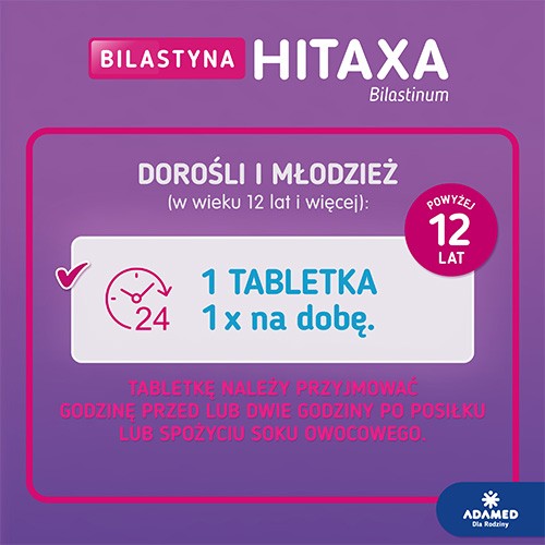Zdjęcie produktu - 2 Bilastyna Hitaxa 20 mg, 10tabl.