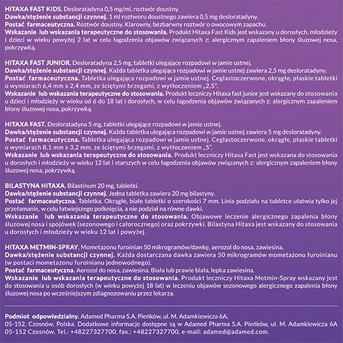 Zdjęcie produktu - 4 Bilastyna Hitaxa 20 mg, 10tabl.