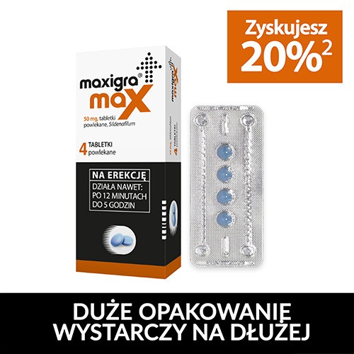 Miniaturka artykułu - #1 Zestaw Maxigra Max 50mg, 3x 4 tabl.powl.